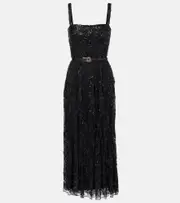 [Elie Saab] Elie Saab Sequined lace-trimmed cocktail dress AU 14 black