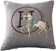 [Croker Horse] 45x45cm Throw Pillow Cushion Covers Set Pack of 2 Pcs - Luxury Horse Embroidery Modern Style Couch Sofa Pillow Cover for Living Room Bedroom (Grey)