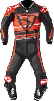 MUGENRACE RC-Max Due perforated Two Piece Motorcycle Leather Suit, black-white-red, Size 58 for Men Black White Red