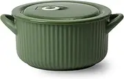 Soup Bowls, Ceramic Soup Bowls with Lid, Large Soup Cup with Handle, Small Ramen Bowls Microwave Safe, 19x15x8.5cm 900ml (Color : Green, Size : 19x15x8.5cm 900ml)
