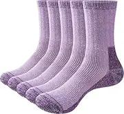 [YUEDGE] Womens Cozy Wool Outdoor Hiking Athletic Sports Socks For Women, Thick Winter Thermal Safety Work Boot Socks, 5 Pairs