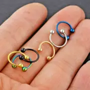 TINY 16G 1/4" BLACK STEEL HORSESHOE SEPTUM EAR NOSE DAITH LIP HELIX TRAGUS RING