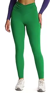[Aoxjox] High Waisted Yoga Pants for Women Hidden Scrunch Cross-Waist Buttery Soft Crossover Workout Venus Leggings 26"