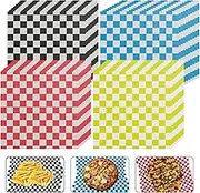 400Pcs Greaseproof Paper Liners Food Grade Sandwich Paper Wraps Checkered Food Wrapping Paper Reusable Paper Basket Liner Multipurpose Paper Sheets for BBQ Picnic Festival Party Fast Food 18x18cm