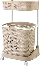 Bathroom Shelf Shower Organiser Dirty Hamper Mobile Washing Machine Multifunction Floor-Standing Punch Free Plastic 2/3 Tier, 3 Colors
