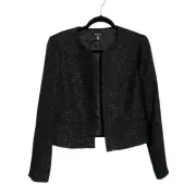 NINE WEST Tweed Sequined Blazer Sz 8 Mob Wife Dark Academia Old Money Elegant