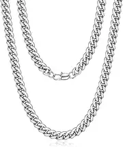[Jewlpire] Diamond Cut Miami Mens Cuban Link Chain Necklace, Gold Chain | Silver Chain for Men Boys Women, Hip-Hop & Cool Style, 316L Stainless Steel/18K Gold Plated, 4/6/10mm, 18/20/22/24/26/30 Inch