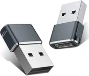 Basesailor USB to USB C Adapter for Apple iPhone 16 16e 15 Pro Max 2 Pack,USB C Female to USB A Male Car Charger Converter for iWatch 10 9,iPhone 14 13 12 Plus,iPad Air Mini,AirPods,Samsung Galaxy S25