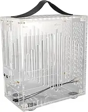 Mini ITX PC Case, DIY Clear Arcylic PC Case, Small Gaming PC Case with Handle, Desktop Mini ITX Computer Case, 23x20.5x12cm (Transparent)