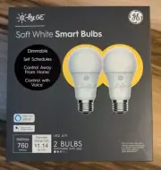C by GE Smart Bulbs A19 2 Pack Soft White Dimmable Google Assistant Amazon Alexa