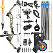 Archery Bowfishing Compound Bow Kit with Bowfishing Reel, Left/Right Hand Compound Bow for Adult/Youth Fishing Hunting, Target Shooting