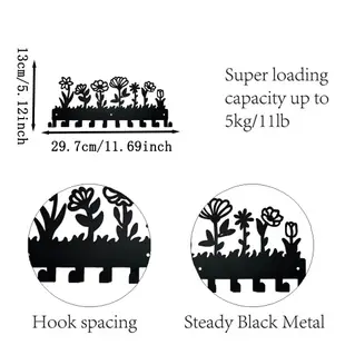 花卉設計鑰匙扣金屬壁掛架掛鉤壁掛儲物架衣帽架鑰匙掛架