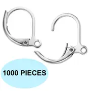 1000 Pack Earrings Silver Backing Leverback Ear Hooks Clasp Findings Bulk