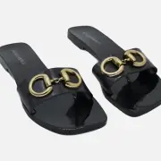 NWT Jeffrey Campbell Gold Jelly Horsebit Thong Sandals Size 6