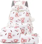 [Mfikaryi] Elementary School Backpack for Girls,Waterproof Student Bookbag with Lunch box and Pencil Case