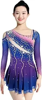 [Zagitova] Ice Figure Skating Dress for Girls Gradient Women Breathable Competition Dance Costume with Shiny Rhinestone