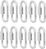 10Pcs Heavy Duty Locking Carabiner Clips Iron Quick Links for Camping Climbing Outdoor Activities Convenient Screw Thread Closure Wear Resistant Design