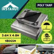 Instahut Tarpaulin Tarp 3.6x4.8m Canvas Camping Tarps Poly Heavy Duty Cover