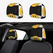 CSIVKEJ Smiley Face Print Car Head Rest Covers 2 Piece Car Seat Headrest Protector Fit Most Vehicles