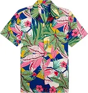 [Generic] Layering T Shirt Colorful Printed Shirt Short Sleeve Cuffs Button Port Floral Shirt Sand Beach Summer Top Swim Tee