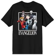 Neon Genesis Evangelion Children Pilots Group Art Crew Neck Short Sleeve Black Men's T-shirt-CSL133 Pure cotton high quality M