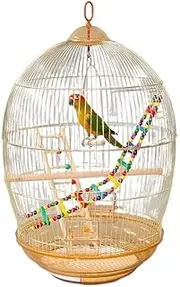 Bird Supplies Oval Bird Carrier Electroplating Process Parrot Bird Cage for Family Large Portable Bird Cage and Bird Toy Xuanfeng Canary Love Bird Bird Playground