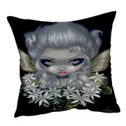 White Flowers Starry Wild Jasmine Fairy Cushion Cover