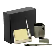 5pc Office Executive Stationery Desk Set w/Clock/Frame/Pen Holder/Letter Opener