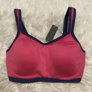 Natori 32D Sports Bra Pink Yogi Convertible 731050 Underwire Back Close NEW $72