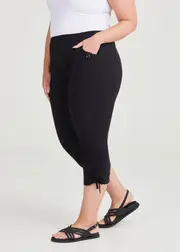 [Virtuelle] Taking Shape Castaway Cargo 3 / 4 Pant Size 16 in Black, Castaway & Viscose - Plus Size Women's Bottoms Black