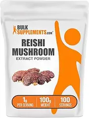 BulkSupplements.com Reishi Mushroom Extract Powder - Ganoderma Lucidum, Reishi Mushroom Supplement - Reishi Mushroom Powder, Gluten Free, 1000mg per Serving, 100g (3.5 oz) (Pack of 1)