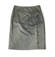 Target Skirt Grey Size 12 Pencil Ruffle Detail Lined Knee Length Business New