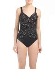 NEW Trimshaper by MIRACLESUIT One Piece SWIMSUIT 16 Tummy Control Black Galaxy