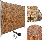 Natural Bamboo Fencing Rolls, Privacy Fence Screen for Garden, Decorative Fence for Outdoor Privacy Screening, Sun Blocking, 2ft 3ft 4ft 5ft 6ft High(1.6 * 8m(5.2 * 26.2ft))