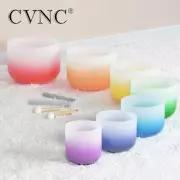 6-12" Half Color Aria Gradient 7pcs Note Frosted Quartz Crystal Singing Bowl