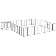vidaXL Dog Kennel Black 31.46 m² Steel Outdoor Puppy Enclosure Dog Cage House
