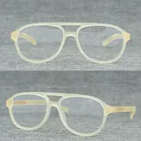 在飛比找蝦皮商城精選優惠-韓國飛行員眼鏡框雙梁熊貓眼鏡大臉型鏡架復古磨砂透黃透明