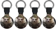 4PCS for Crown with Hedgehog Air Tag Holder Case Waterproof & Shockproof Anti-Scratch Protective Air Tag Cover with Keychain Ring Silicone Tags Holders for Luggage, Backpack, Keys, Pet