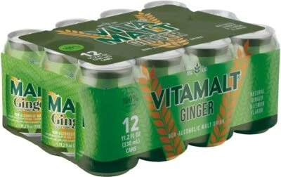Vitamalt Ginger Non-Alcoholic Malt Drink 11.2 Oz Can Pack of 12