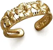 [JewelryWeb] 14k Solid Yellow Gold 3 Plumeria toe ring-toe ring for Women
