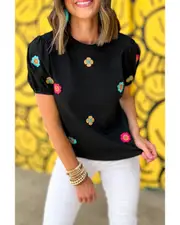 GGP Embroidered Flower Short Sleeve Tee S