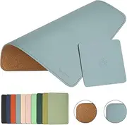 Leather Mouse Pad,Wood Mouse Pad,Double Side Mouse Pad,Stitched Edges,Equipped with Coaster Mouse Pads for Laptop,Office & Home,1 Pack,8inch11inch,EAGZFFI(Sierra Blue)