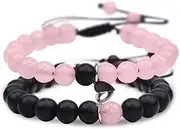 [Tokcousun] 2 Pcs Magnetic Couples Bracelets Matching Bracelets Adjustable Connecting Bracelets, Double Rope Strong Couple Gifts Friendship Beads Bracelet