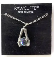 Rawcliffe Fine Pewter Necklace with Two Clawed Hands Grasping Mystical Sphere.