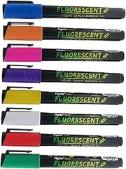 NUOBESTY 8pcs Fluorescent Board Pen Erasable Pen Blackboard Pen Outdoor Led Light Board Pen 8pcs Yellow Pink Orange Green Blue Purple Red White Chalkboard Color Pens Window Paint