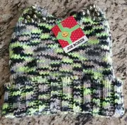 Winter Hat Knit Gray Black Neon Yellow Studded Cold Weather Fashion OSFM NWT NEW