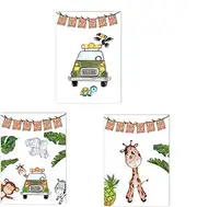 Baby Nursery Wild Life Animal Canvas Painting Leopard Deer Zebra Lion Monkey Hippo Poster Picture For Kids Baby Room Home Decor 60x90cmX3PCS Frameless