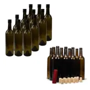750ml Wine Bottle 12pcs Punt Indented Bottom Reusable Glass Screw Top Cork Top