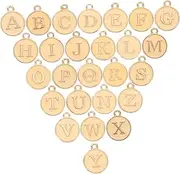 [ROMANSENTIAL] 1 Set Letter Pendant Accessories Necklace Bracelet Pendant Charm Jewelry Ring Ornament Pendant Shirt Rhinestone Multi-color Binder Notebook Bracket Bracket Nail Gems Alloy Golden