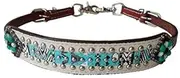 Showman Teal & White Navajo Print Leather Wither Strap